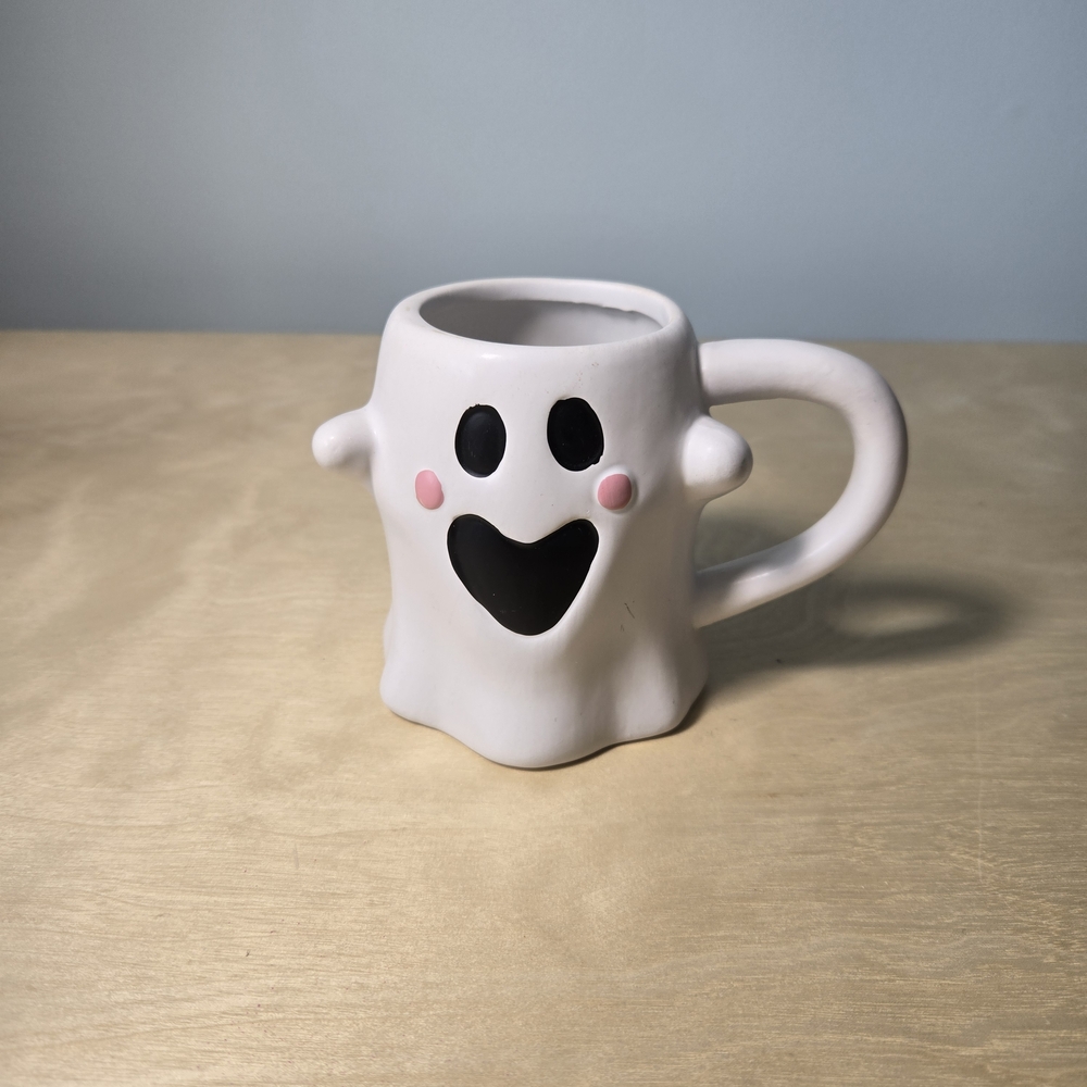 Celebrate It Ghost-Shaped White and Black Mug